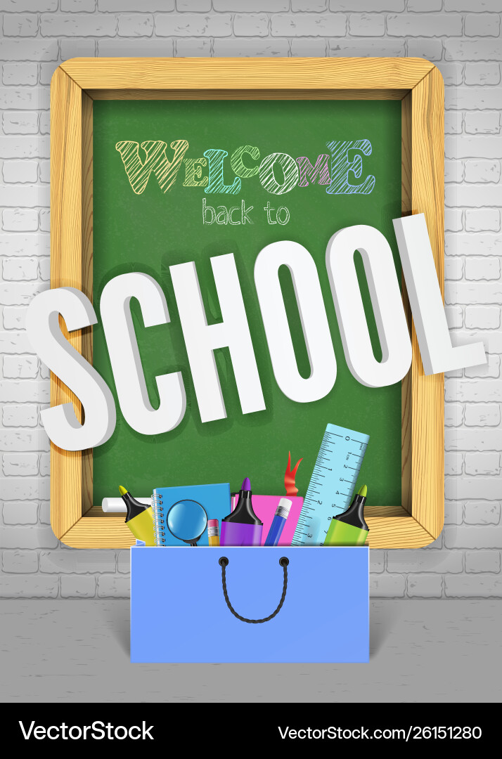 Back to school green blackboard colorful banner Back to school green blackboard colorful banner vector image
