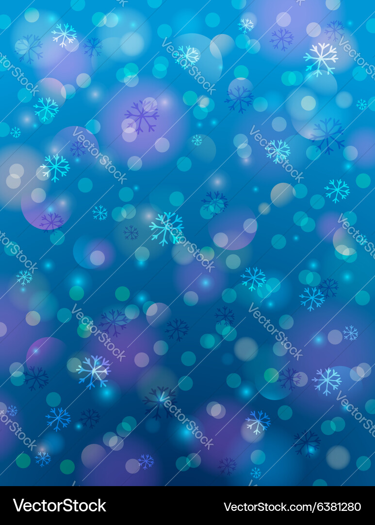 Blue background with snowflake and bokeh Vector Image