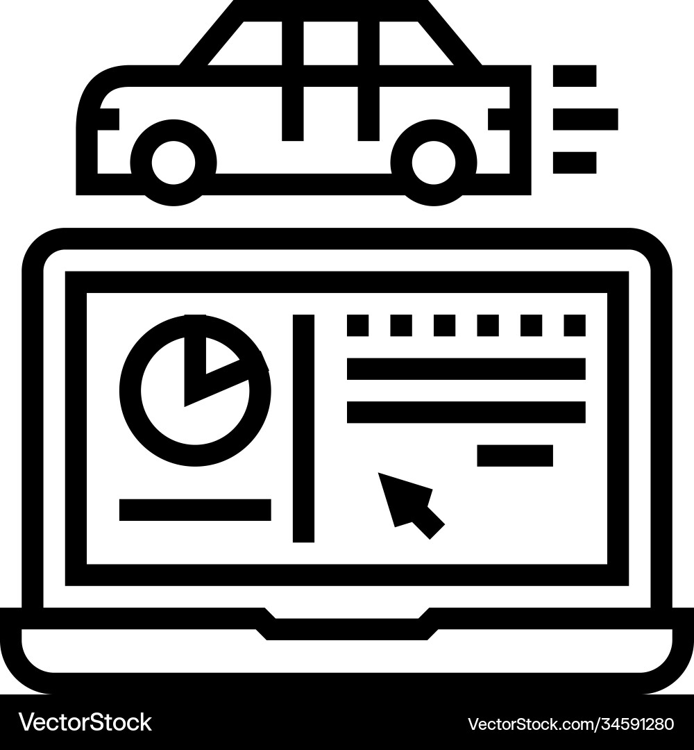 Car test computer program line icon Vector Image
