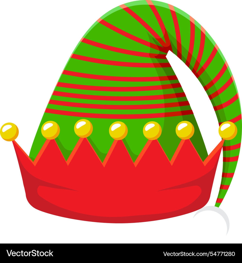 Christmas elf hat featuring vibrant red and green Christmas elf hat featuring vibrant red and green vector image