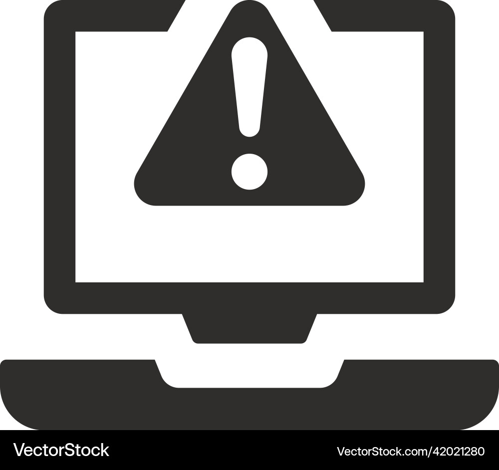 Computer alert warning icon on white background Vector Image