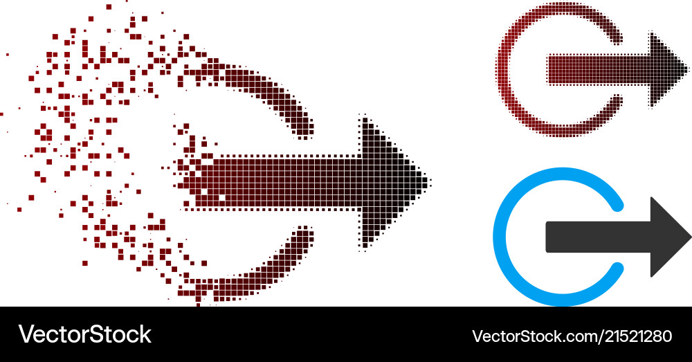 Disintegrating pixel halftone logout icon Disintegrating pixel halftone logout icon vector image