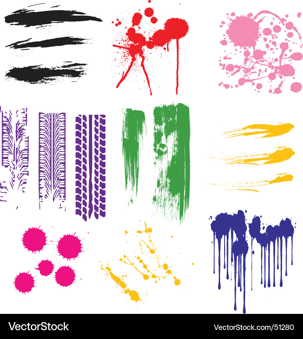 Grunge Splash Effect Collection Vektorbild