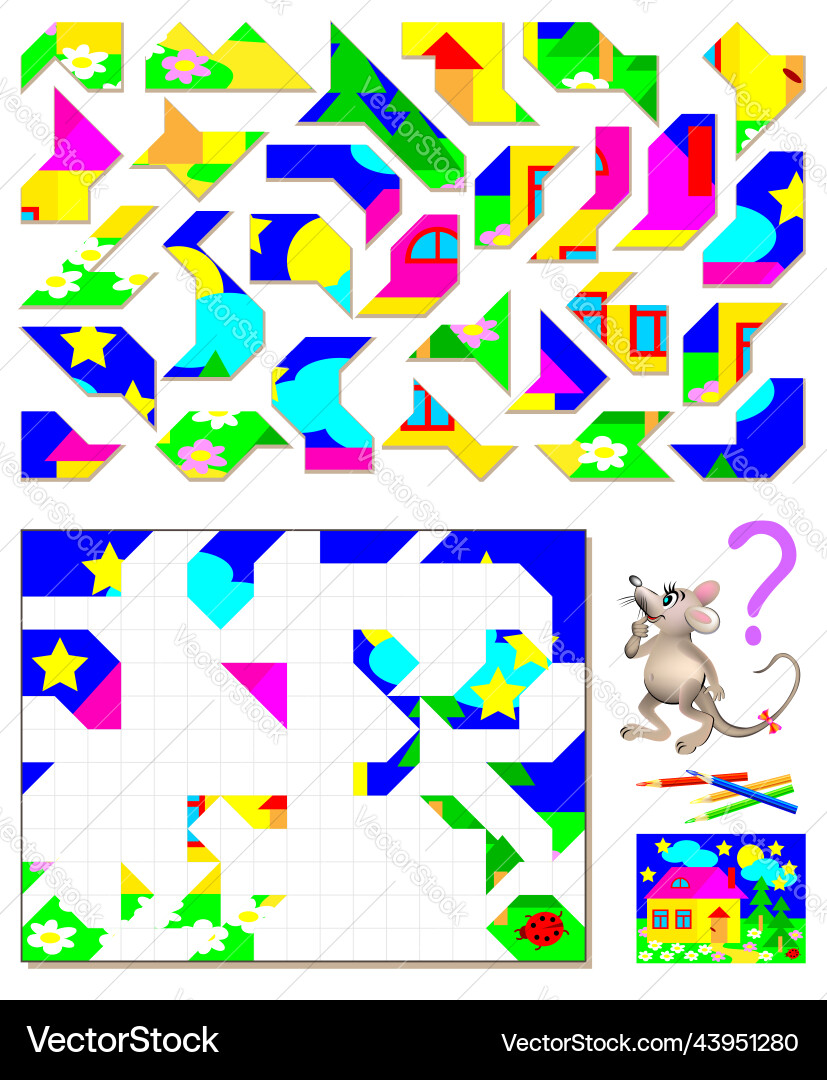 Ogic puzzle game need to find the correct place Ogic puzzle game need to find the correct place vector image