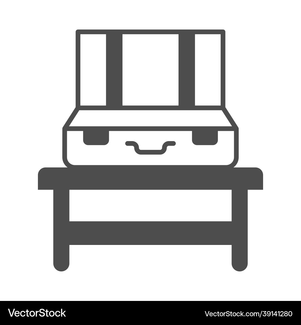 Opened empty suitcase on the table solid icon Vector Image