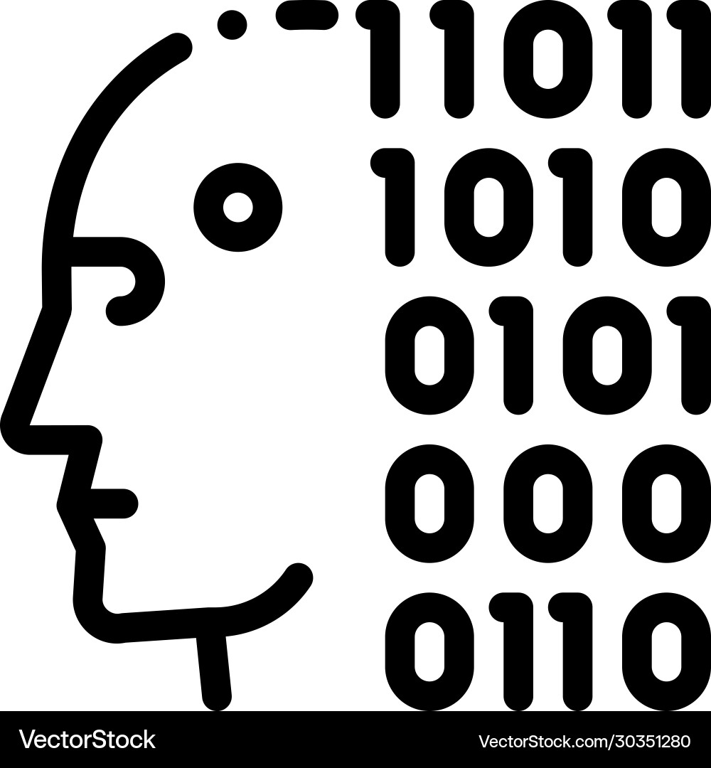 Robot binary code icon outline Robot binary code icon outline vector image
