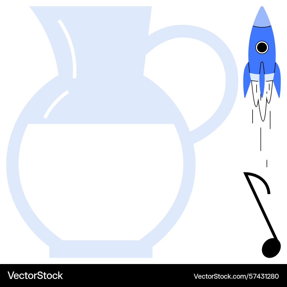 Rocket launch with a transparent pitcher Vector Image