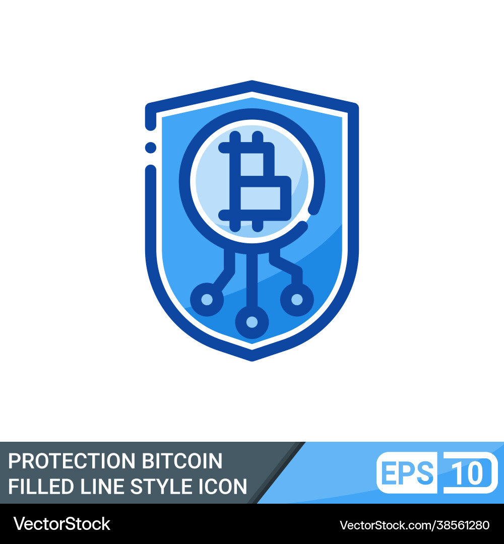 Secure and protected bitcoin filled line style Secure and protected bitcoin filled line style vector image
