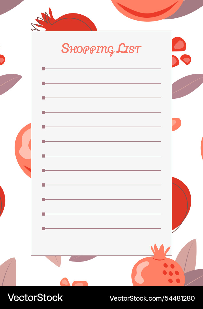 Shopping list template with a pattern Vector Image