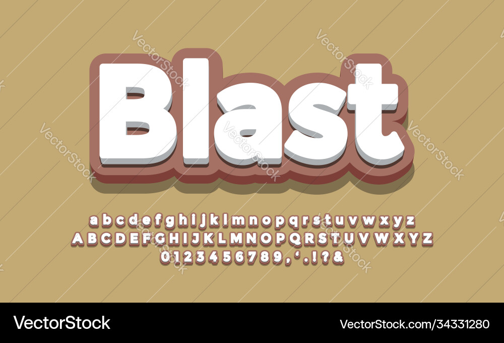 Soft brown with white 3d font effect or text vector image