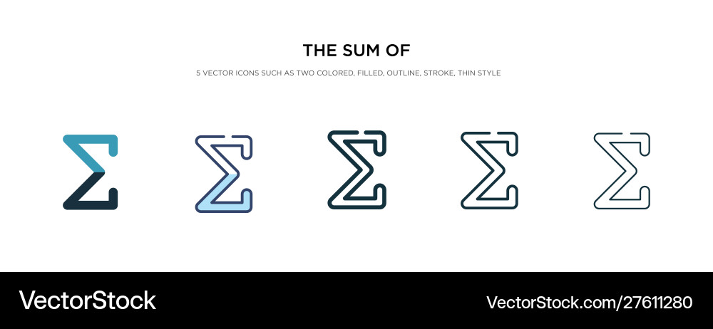 Sum icon in different style two colored vector image
