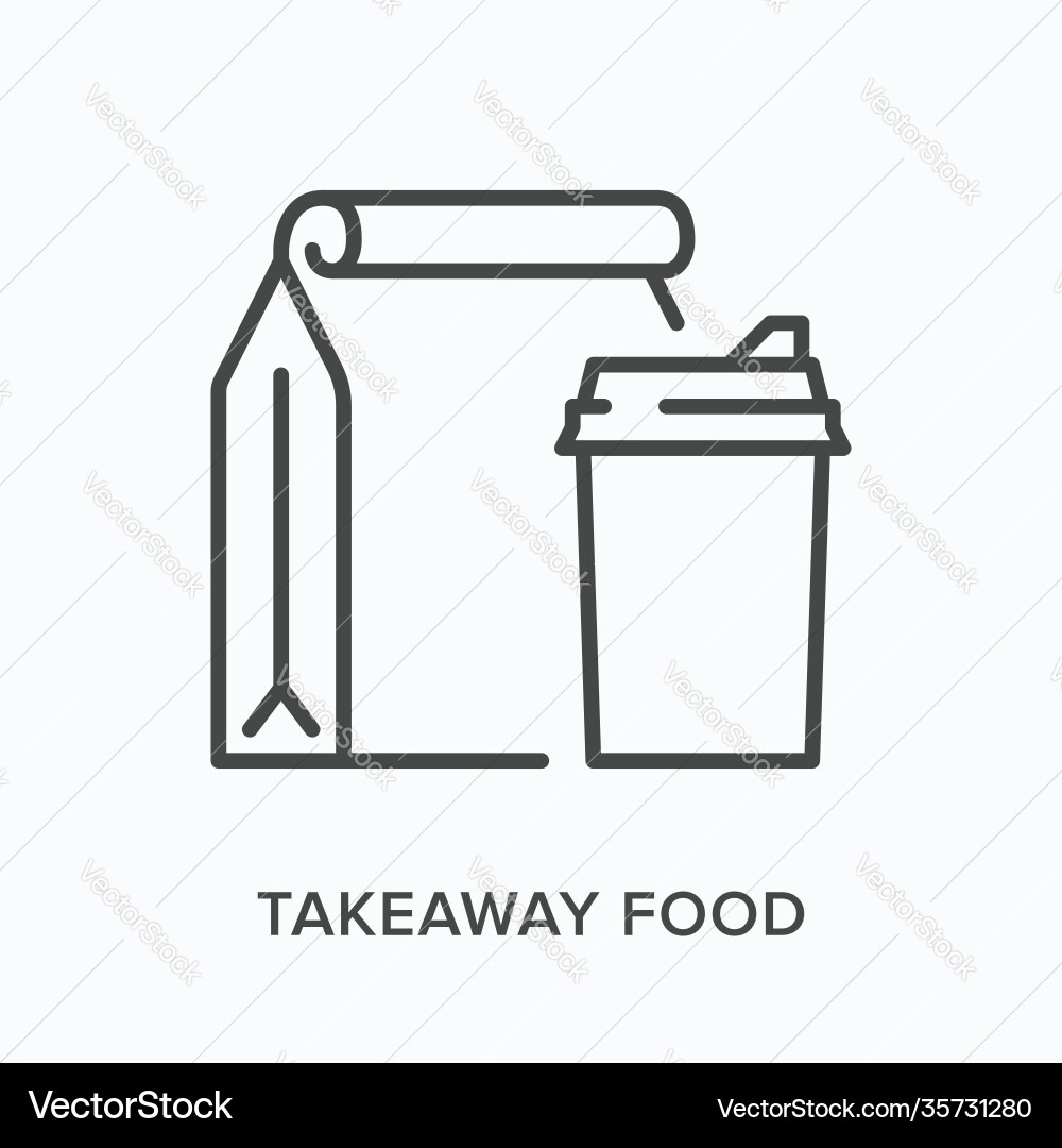 Takeaway Food Flat Line Icon Vektorbild