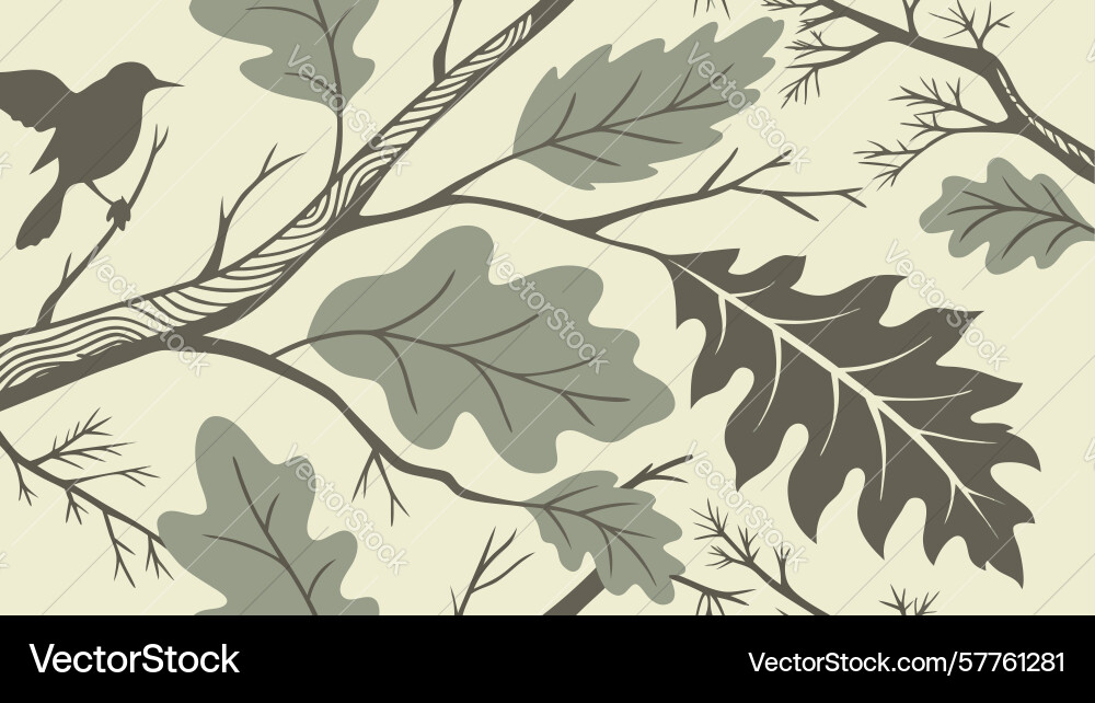 Abstract oak branch with textured leaves pattern Vector Image
