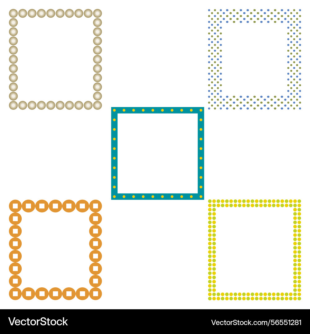 Bright dotted frames multicolored square borders Vector Image