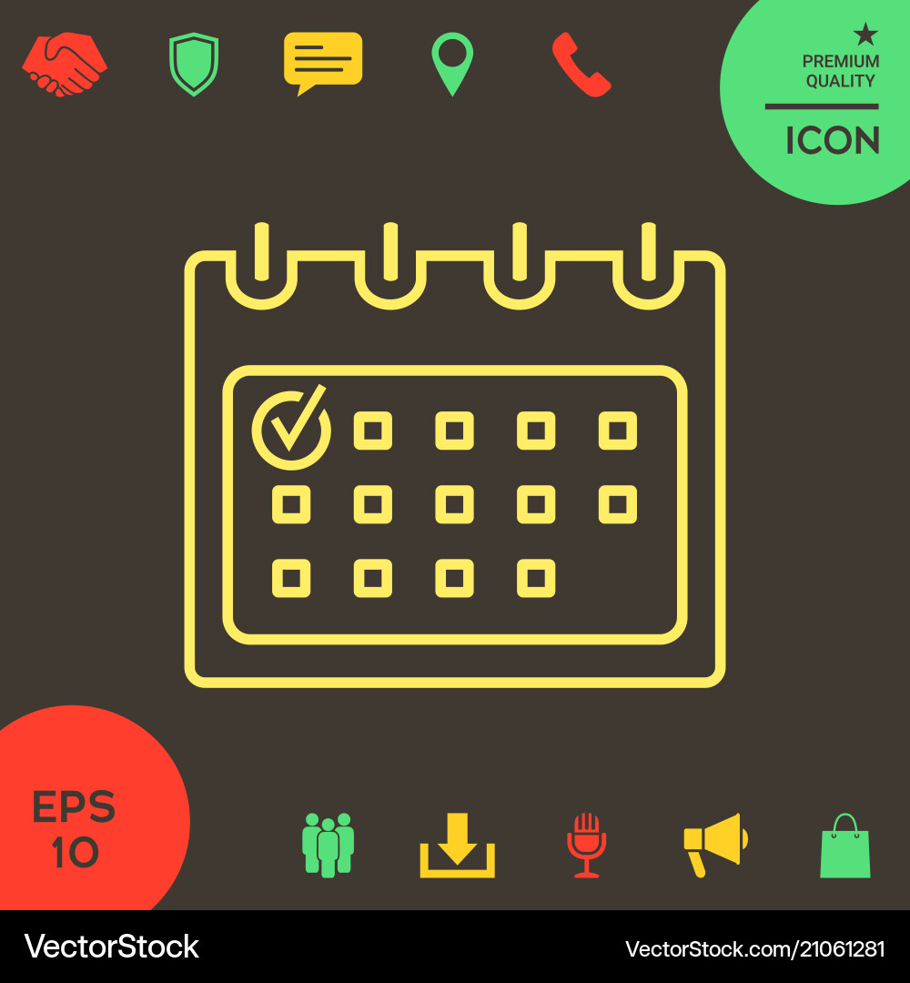 Calendar with check mark- line icon Calendar with check mark- line icon vector image