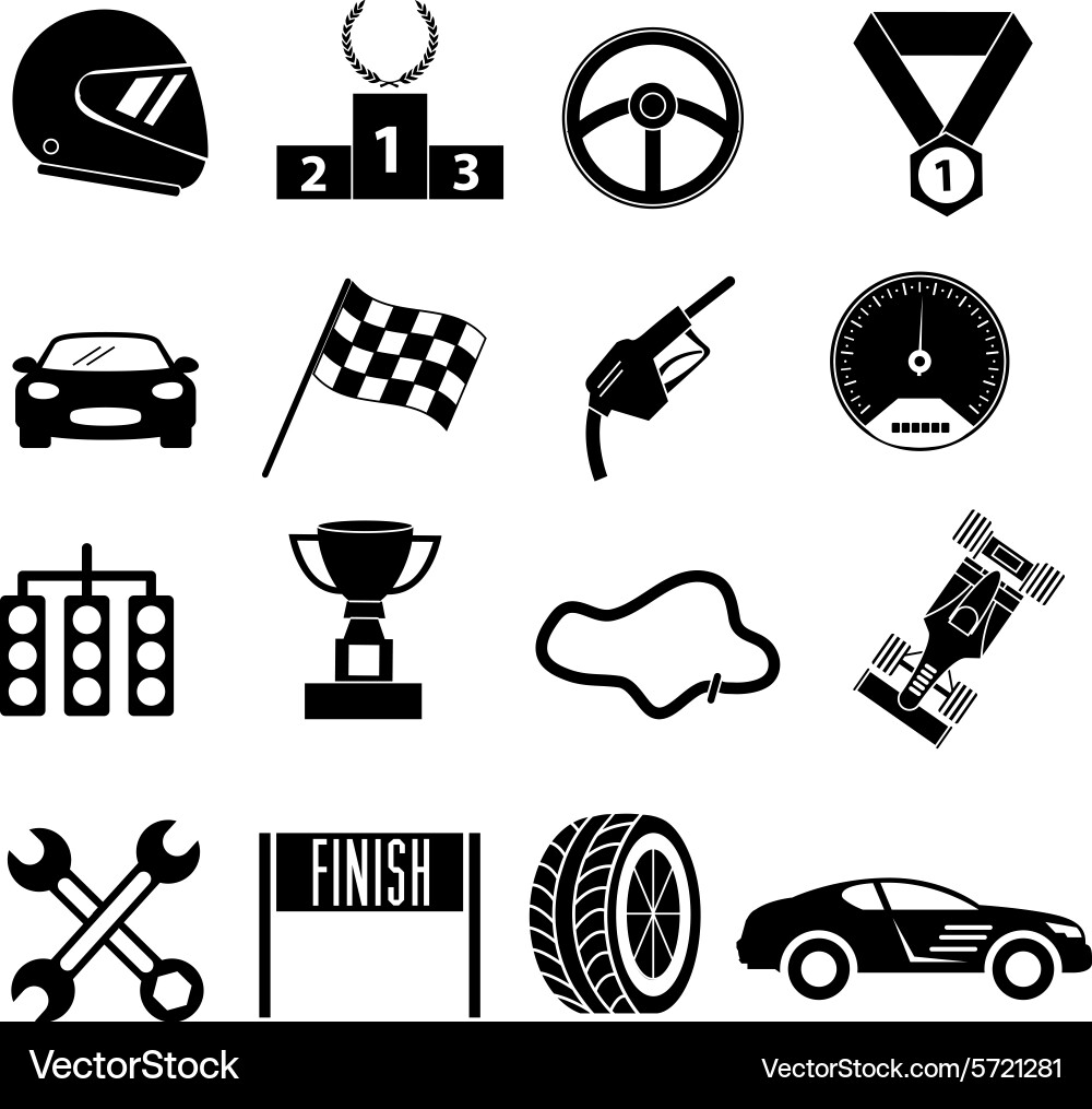 Car racing icons set Royalty Free Vector Image