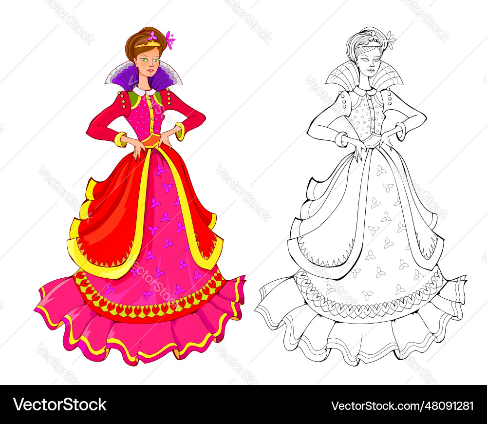 Colorful and black white page for kids Colorful and black white page for kids vector image