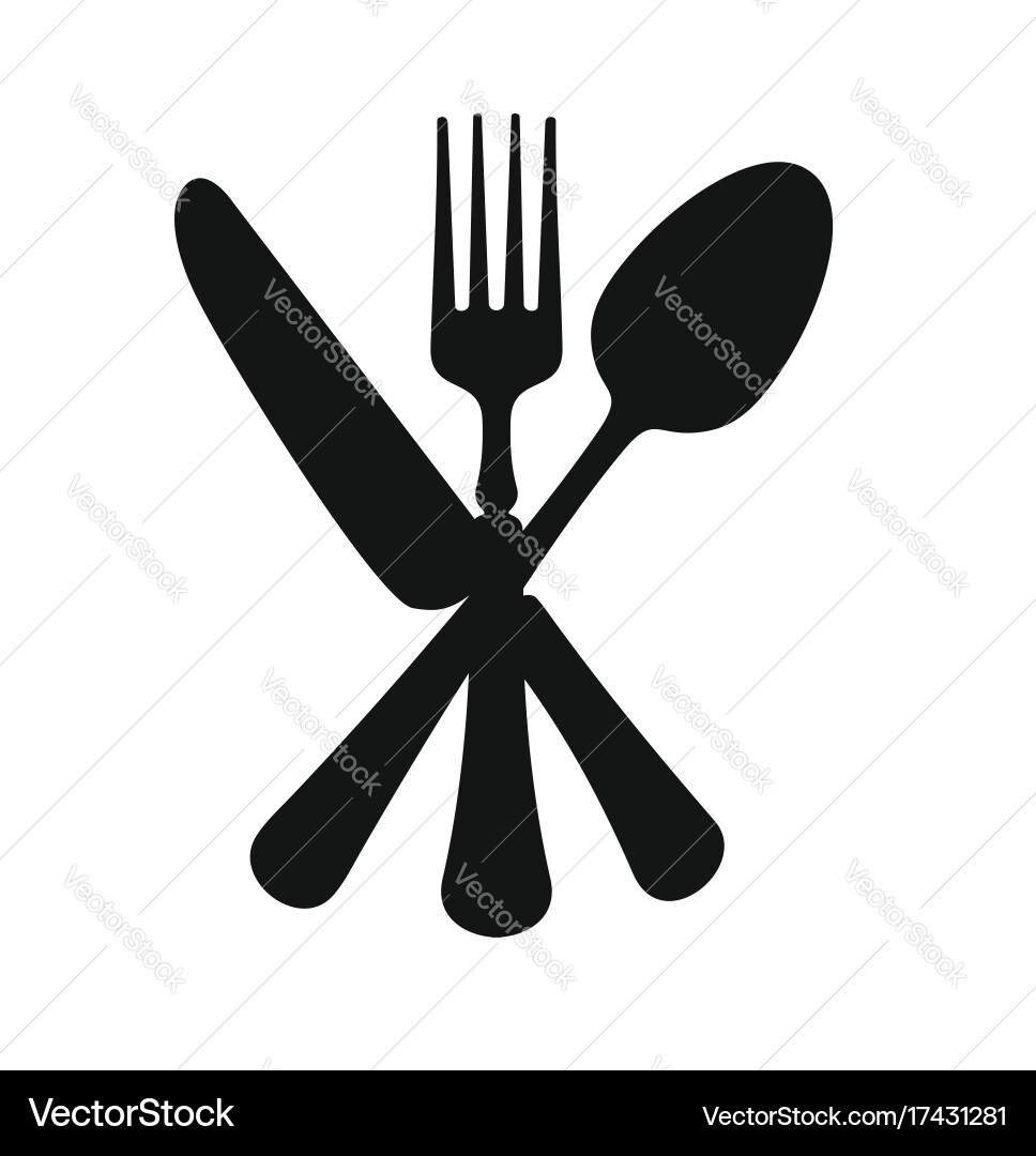 Crossed Utensils - Fork, Knife, Spoon Vector Image
