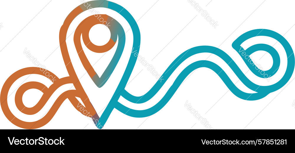 Curvy path with multiple location pins design vector image