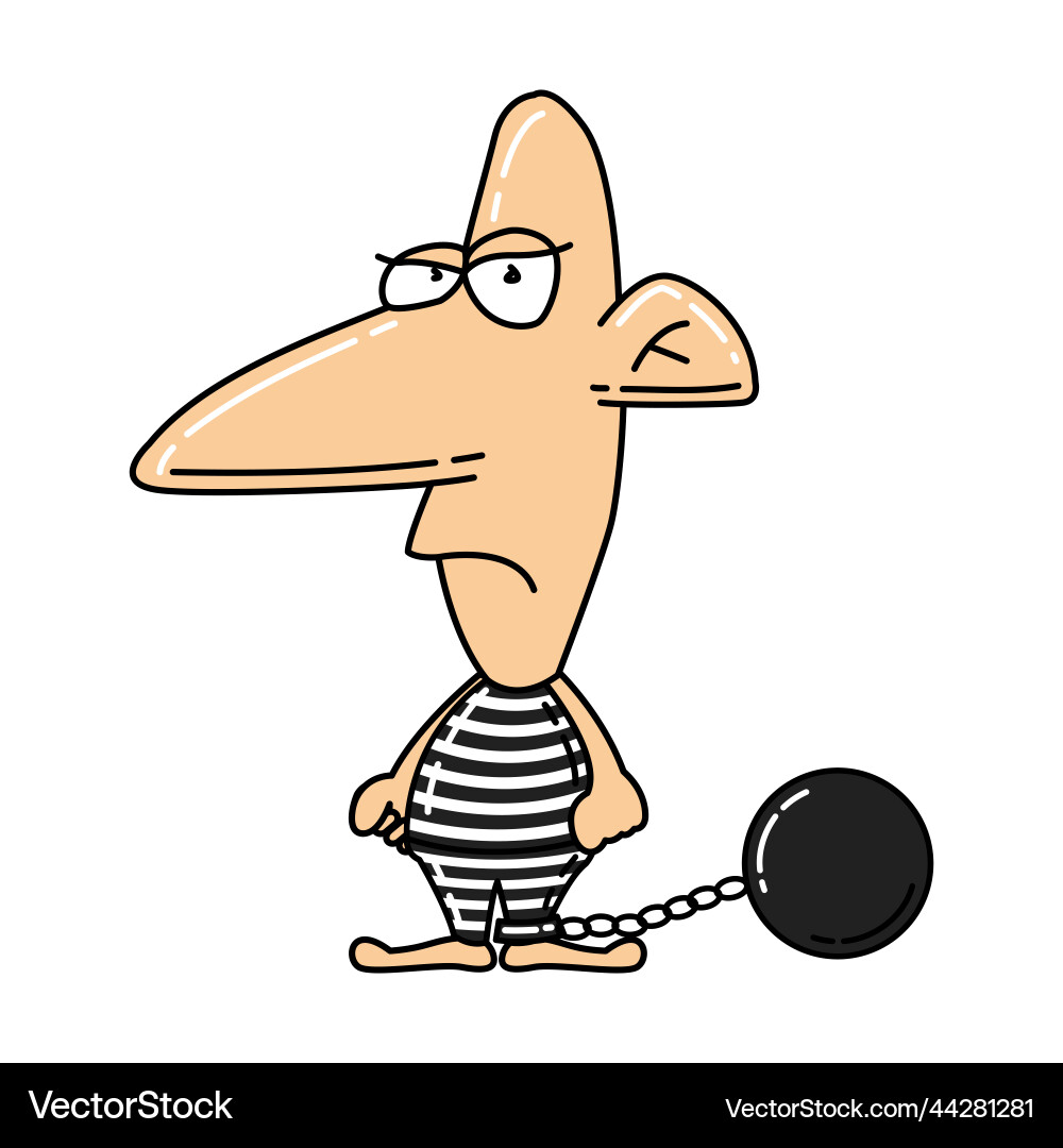 Cute clipart of prisoner on cartoon version Cute clipart of prisoner on cartoon version vector image