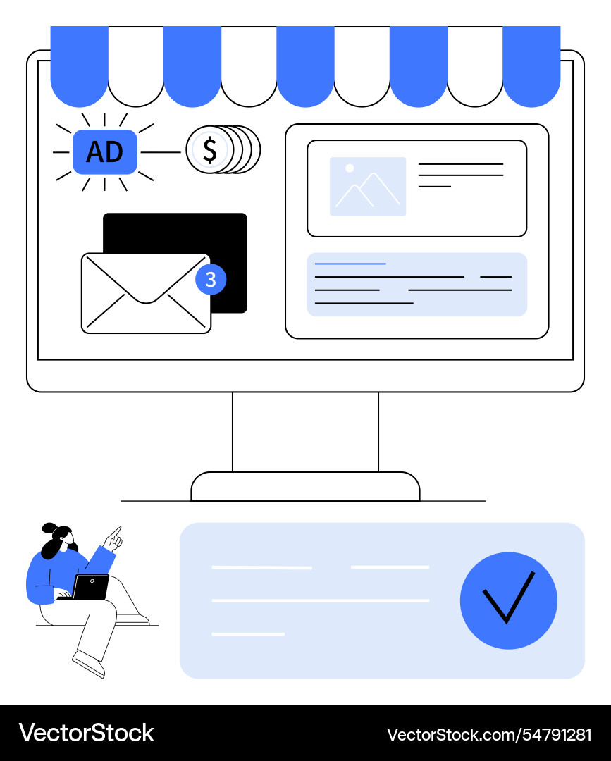 Digital marketing elements with computer email Digital marketing elements with computer email vector image