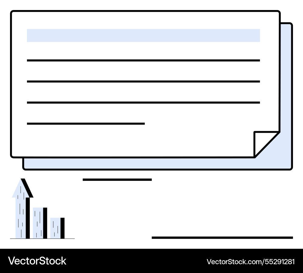 Document with text and growth chart bar graph Document with text and growth chart bar graph vector image
