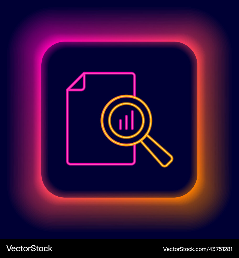 Glowing neon line document with graph chart icon Glowing neon line document with graph chart icon vector image
