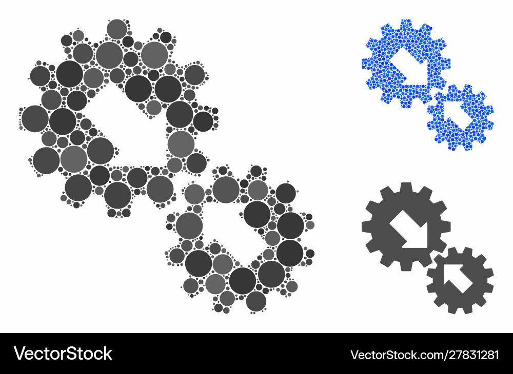 Integration gears mosaic icon circle dots Integration gears mosaic icon circle dots vector image