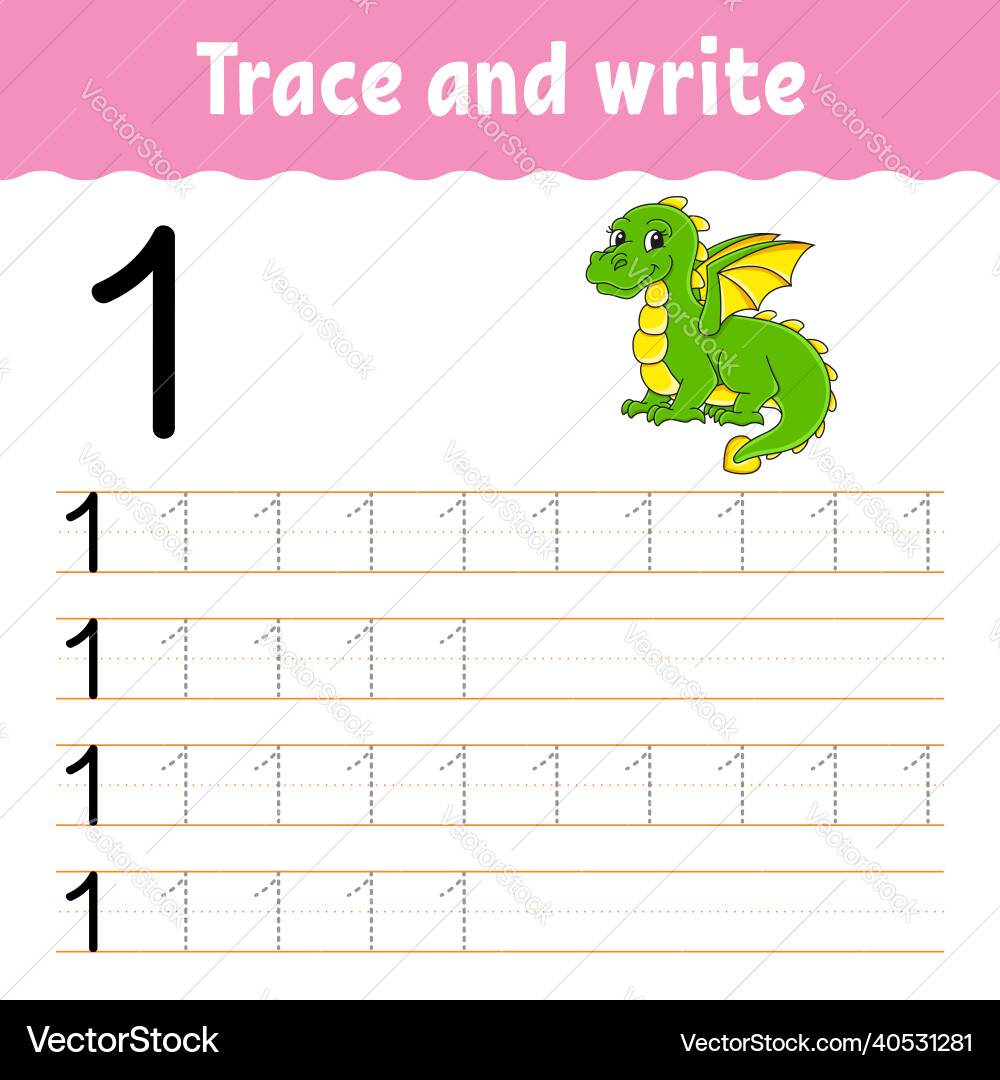 Learn numbers trace and write handwriting Vector Image