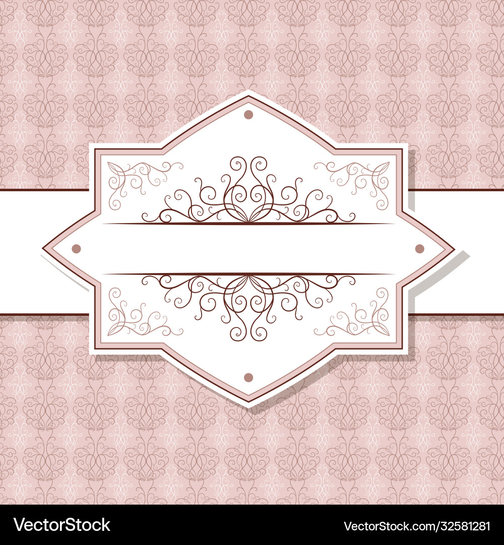 Pattern background with label and ribbon in beige vector image