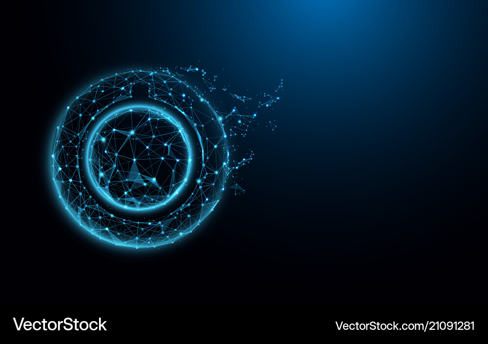 Power icon form lines triangles and particle vector image