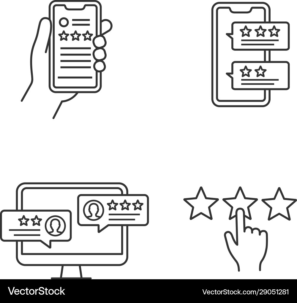 Rating linear icons set Vector Image