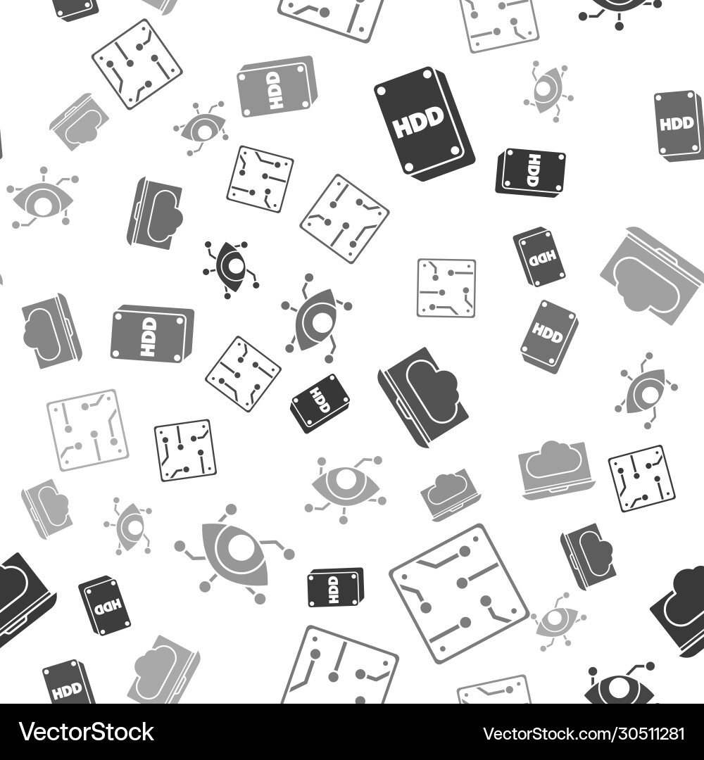 Set hard disk drive hdd processor cloud vector image