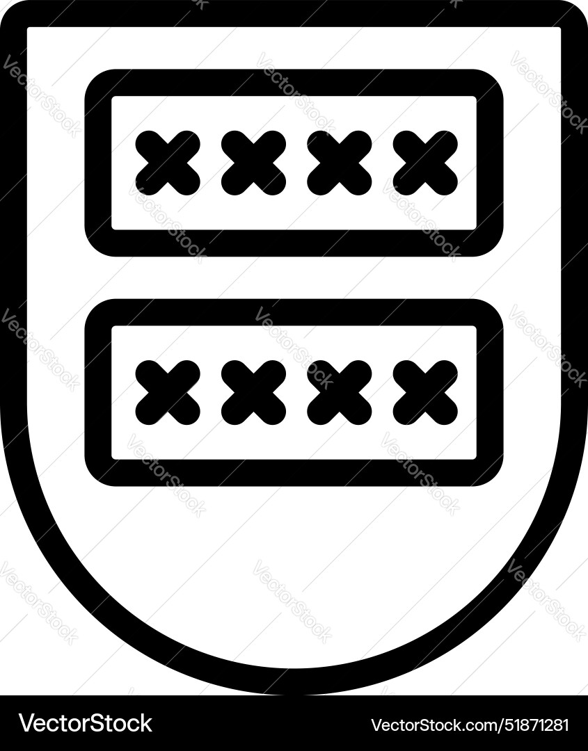 Shield protecting two password fields with hidden Shield protecting two password fields with hidden vector image
