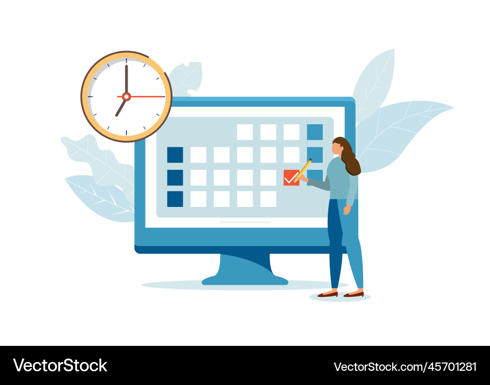 Work Planning & Scheduling Characters Vector Image
