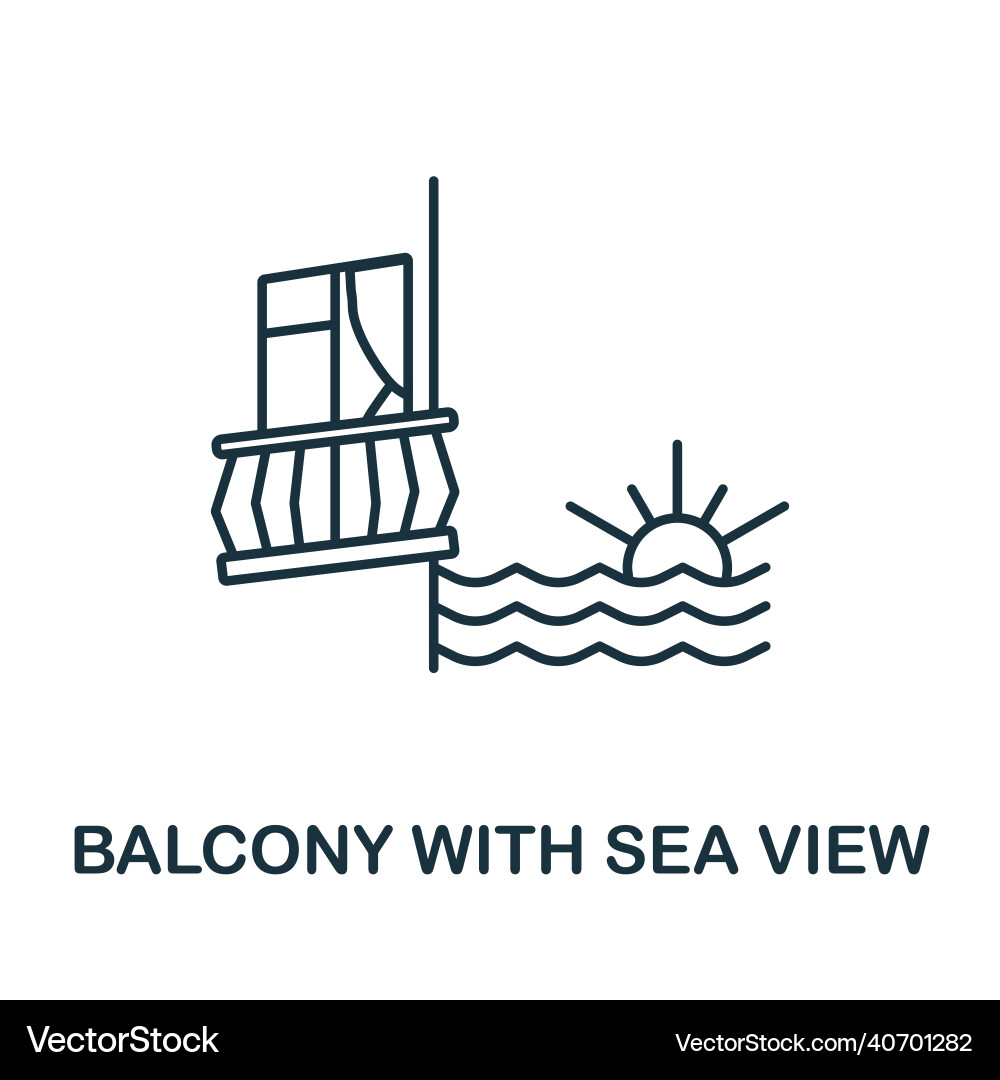 Balcony with sea view icon line element from Balcony with sea view icon line element from vector image