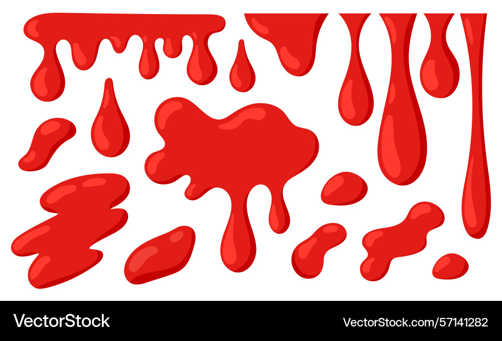 Blood splash set drop and blob Blood splash set drop and blob vector image