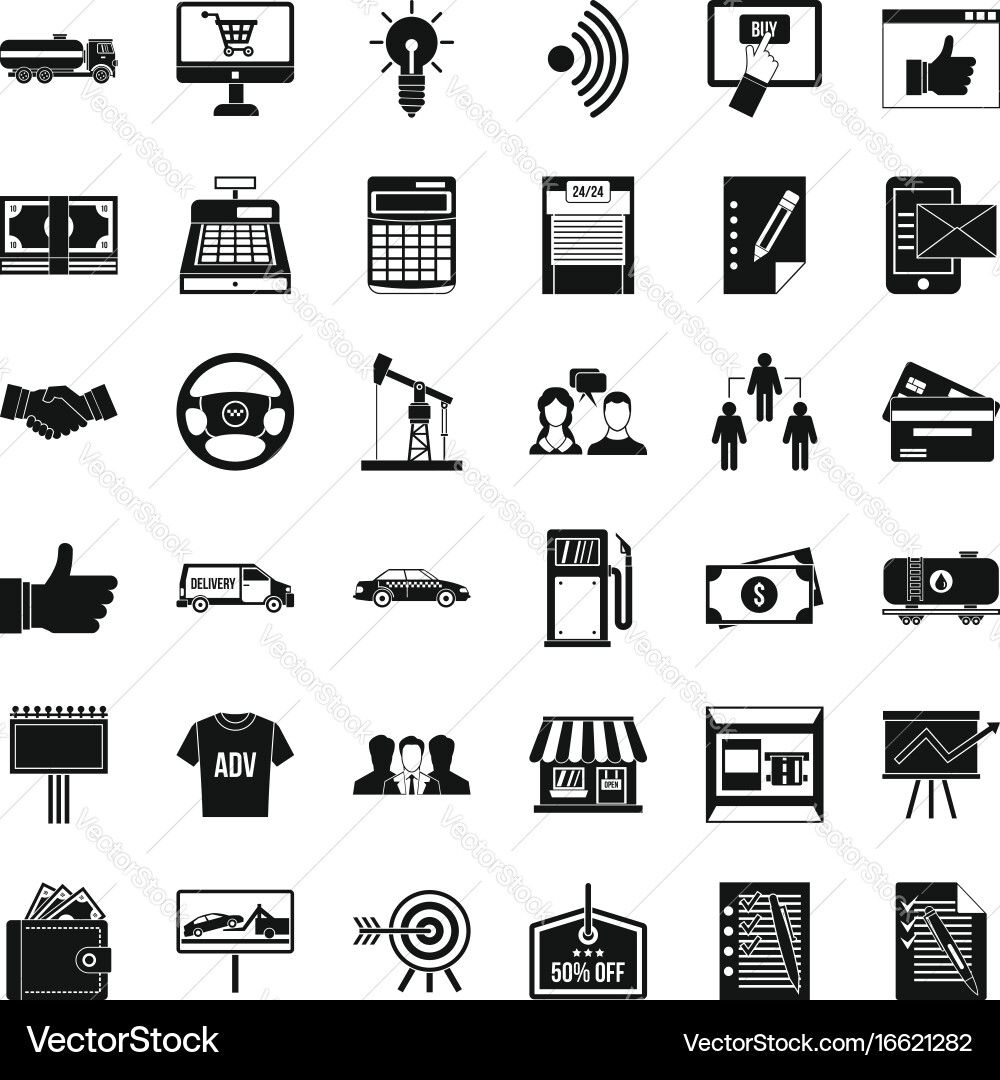 Business data icons set simple style vector image