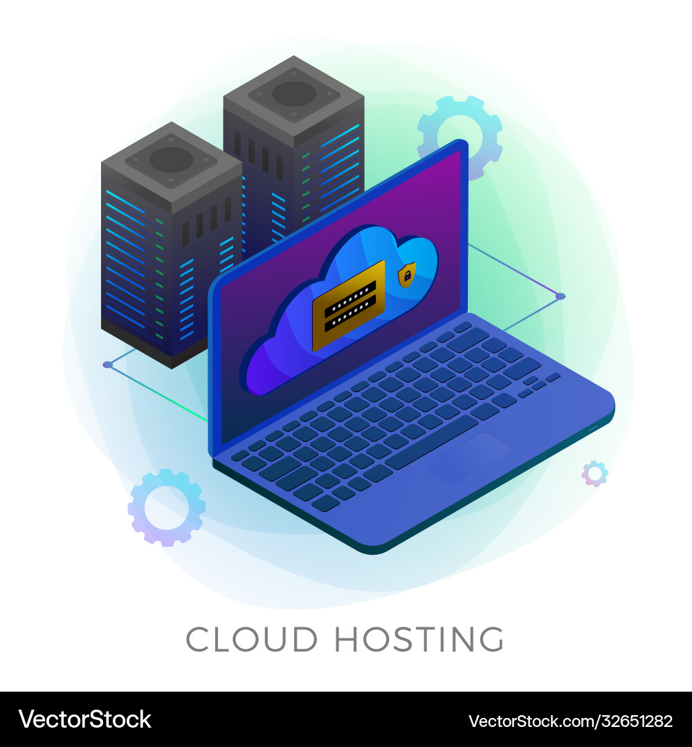 Cloud hosting - private and security web storage vector image