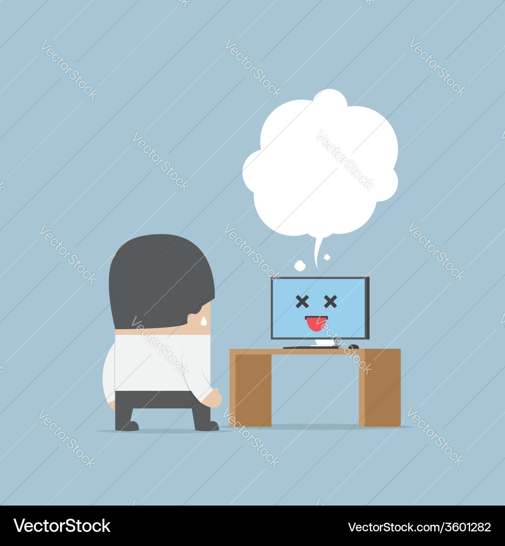 Confused businessman with the error computer vector image