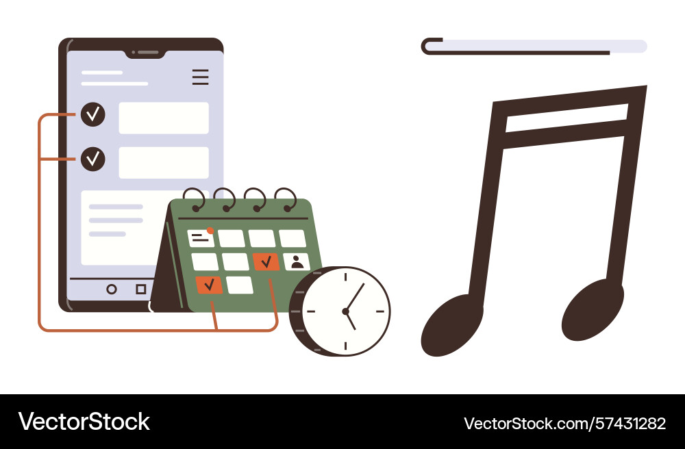 Digital task management with calendar clock Digital task management with calendar clock vector image