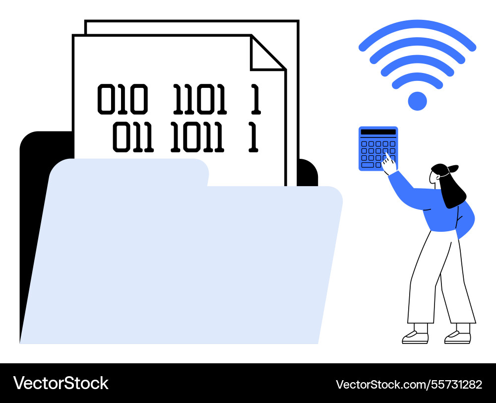 Digitaler Dateispeicher mit Binärcode Wireless Digitaler Dateispeicher mit Binärcode Wireless vektorbild