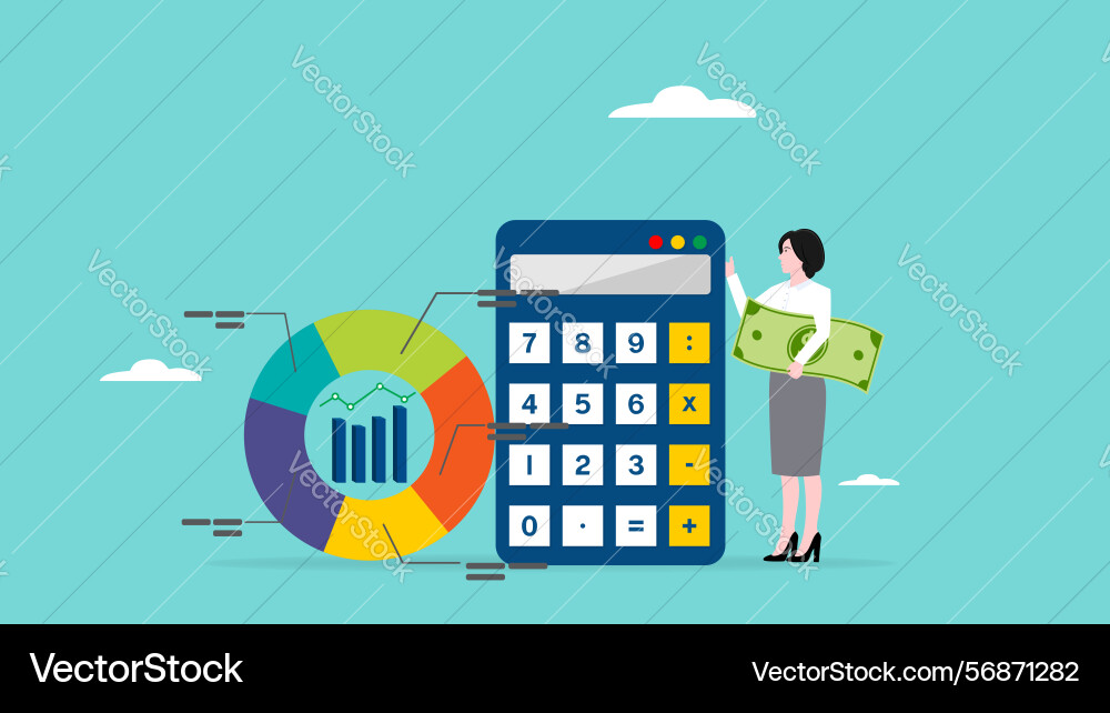 Fund allocation graph cost structure calculation Vector Image