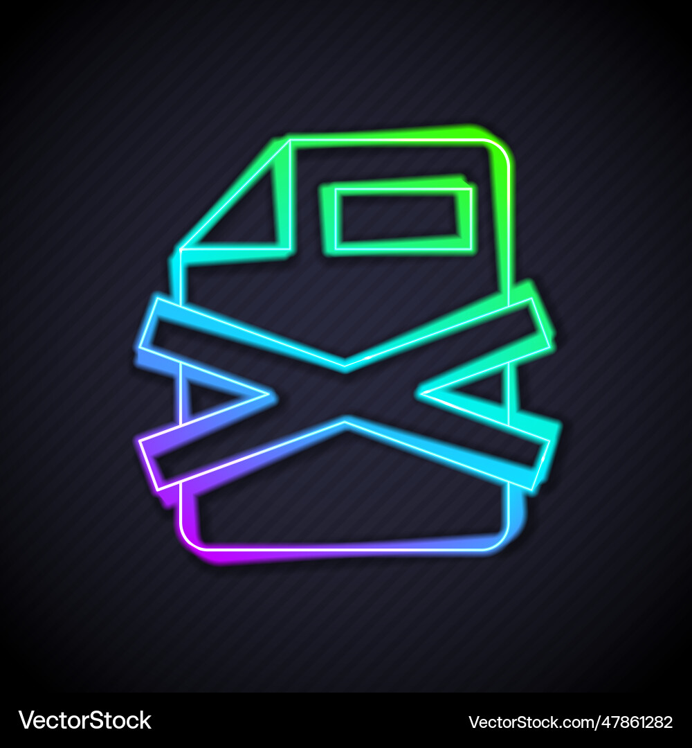 Glowing neon line delete file document icon Vector Image