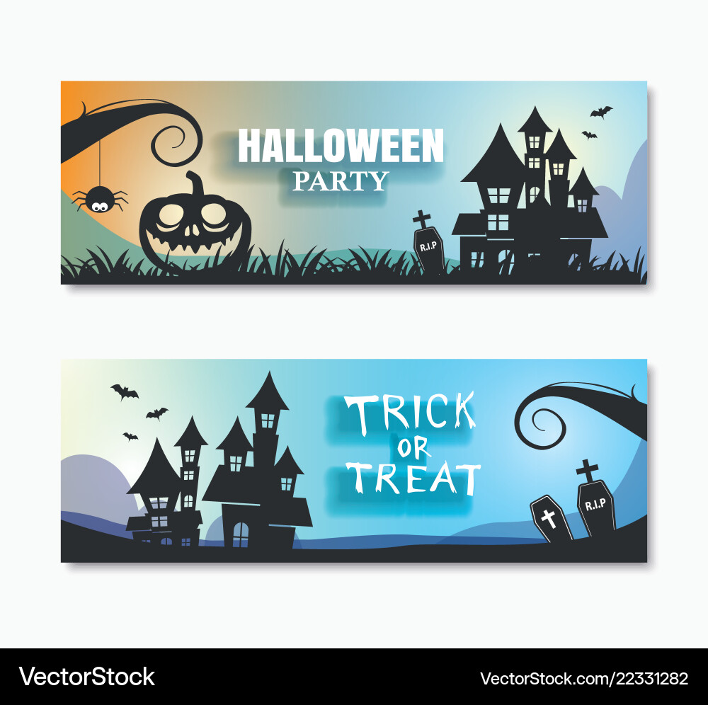 Halloween party invitations banner and greeting Halloween party invitations banner and greeting vector image