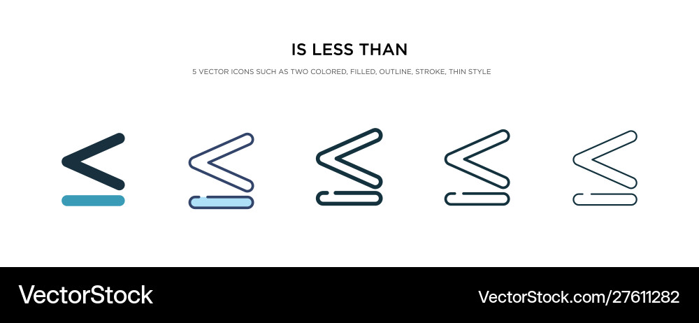 Is less than icon in different style two colored Vector Image