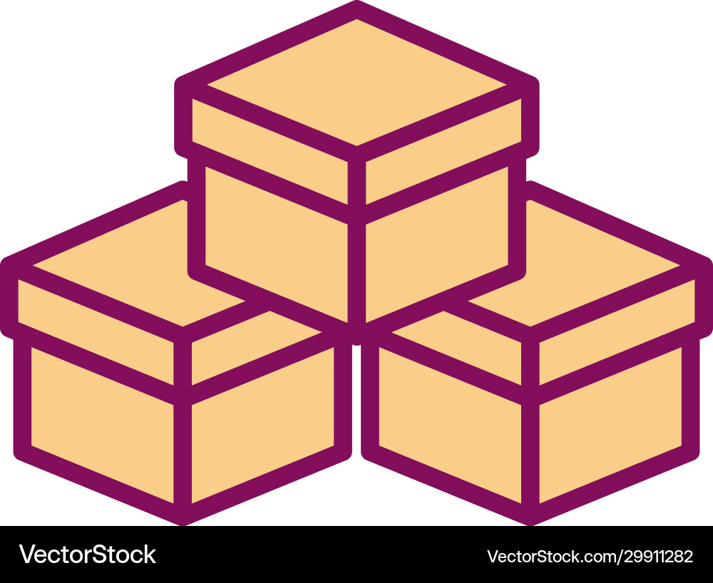 Isolated delivery boxes line and fill style icon vector image