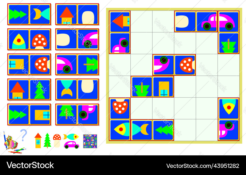 Logic puzzle game need to find the correct place Vector Image