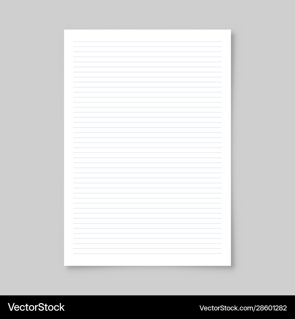 Realistic blank lined paper sheet with shadow Vector Image