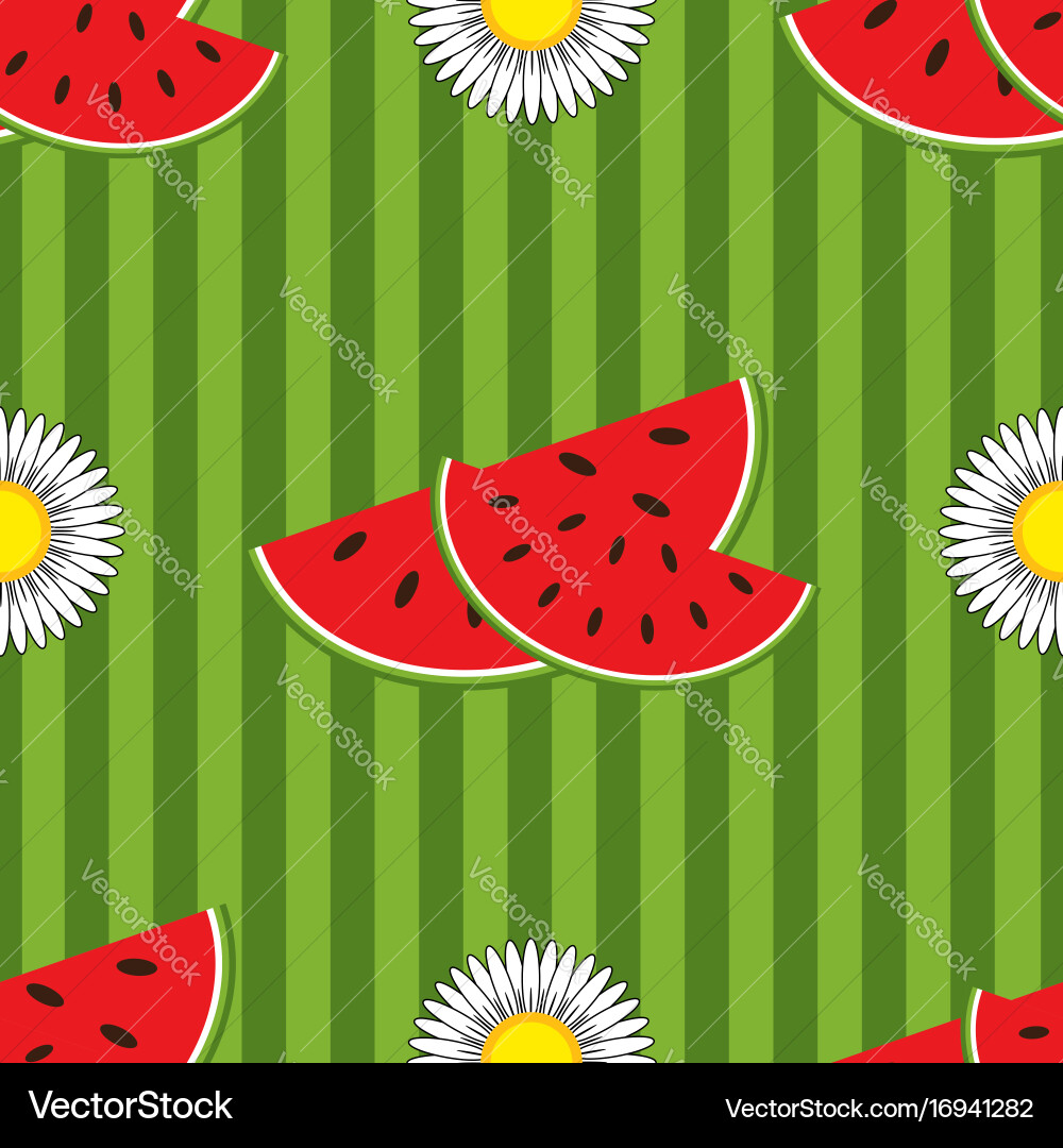 Seamless pattern of red watermelon slices Vector Image